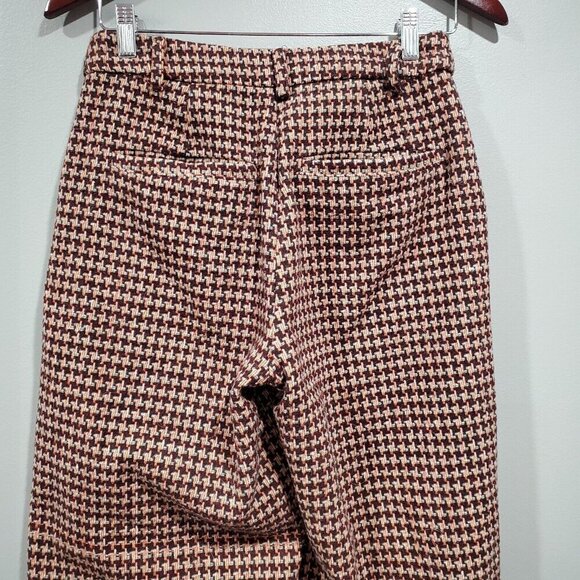 ModCloth Women's Brown Wide Leg Geometric Wool Blend Retro Trouser Pants Sz 2 - Picture 14 of 16
